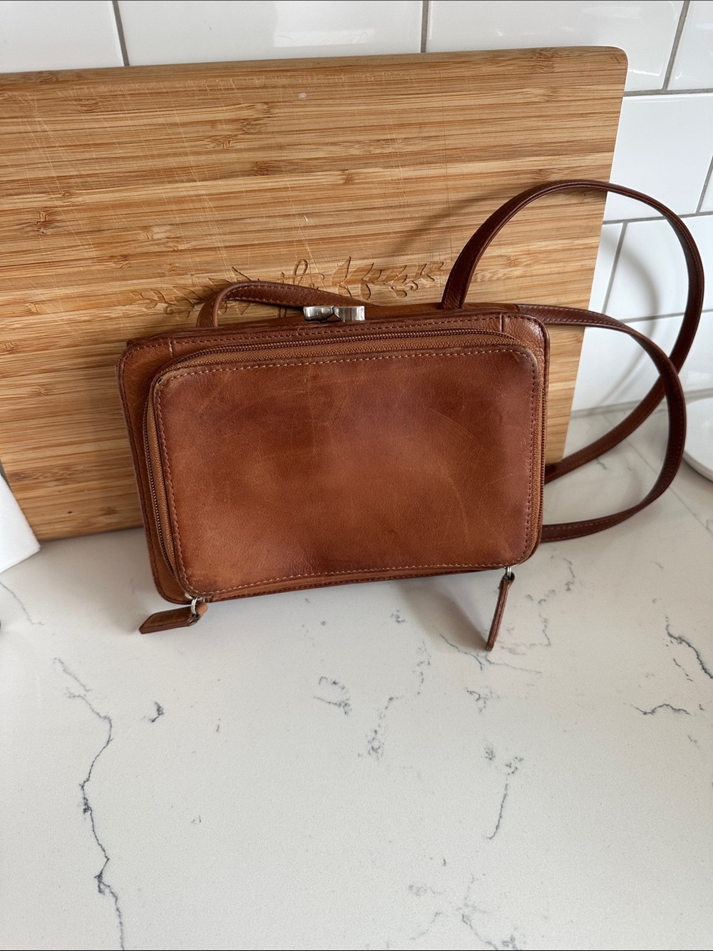 Fossil Brown Leather Crossbody Bag